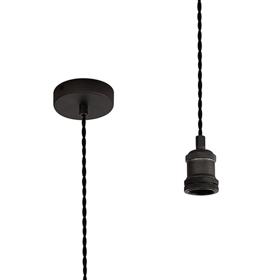 D0798  Dreifa 1.5m Single Pendant, 1 x E27, Pewter/Dark Grey Twisted Cable (Maximum Load 1.5kg)